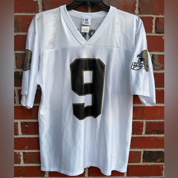 NFL Team Apparel New Orleans Saints Drew Brees #9 Black & White Football Jersey - Picture 8 of 8